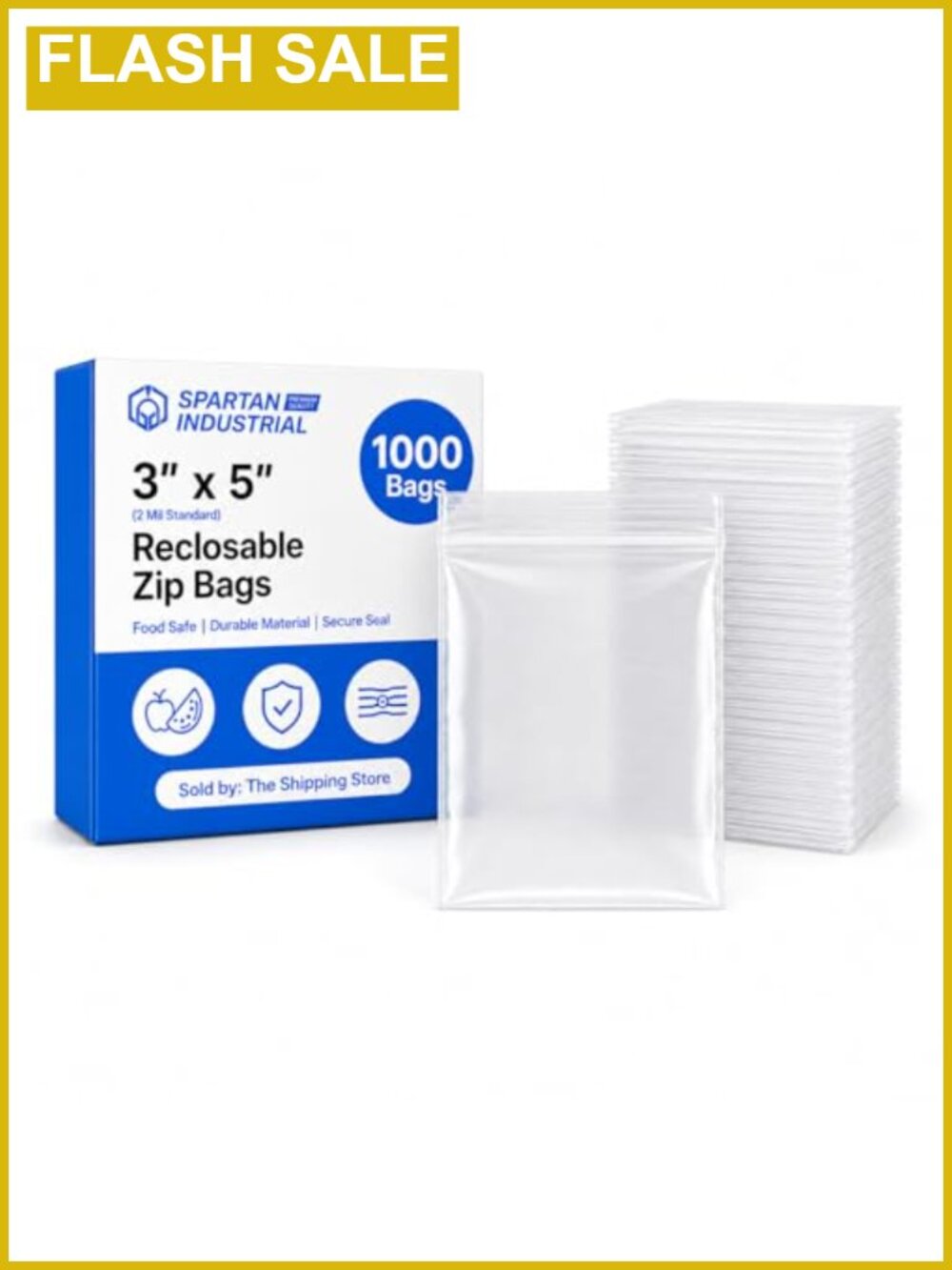 1000 Count 2 Mil Clear Reclosable Zip Plastic Poly Bags 3x5 Inch Resealable